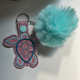 Sea Turtle Embroidered Keychain