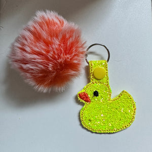 Rubber Duckie Embroidered Keychain