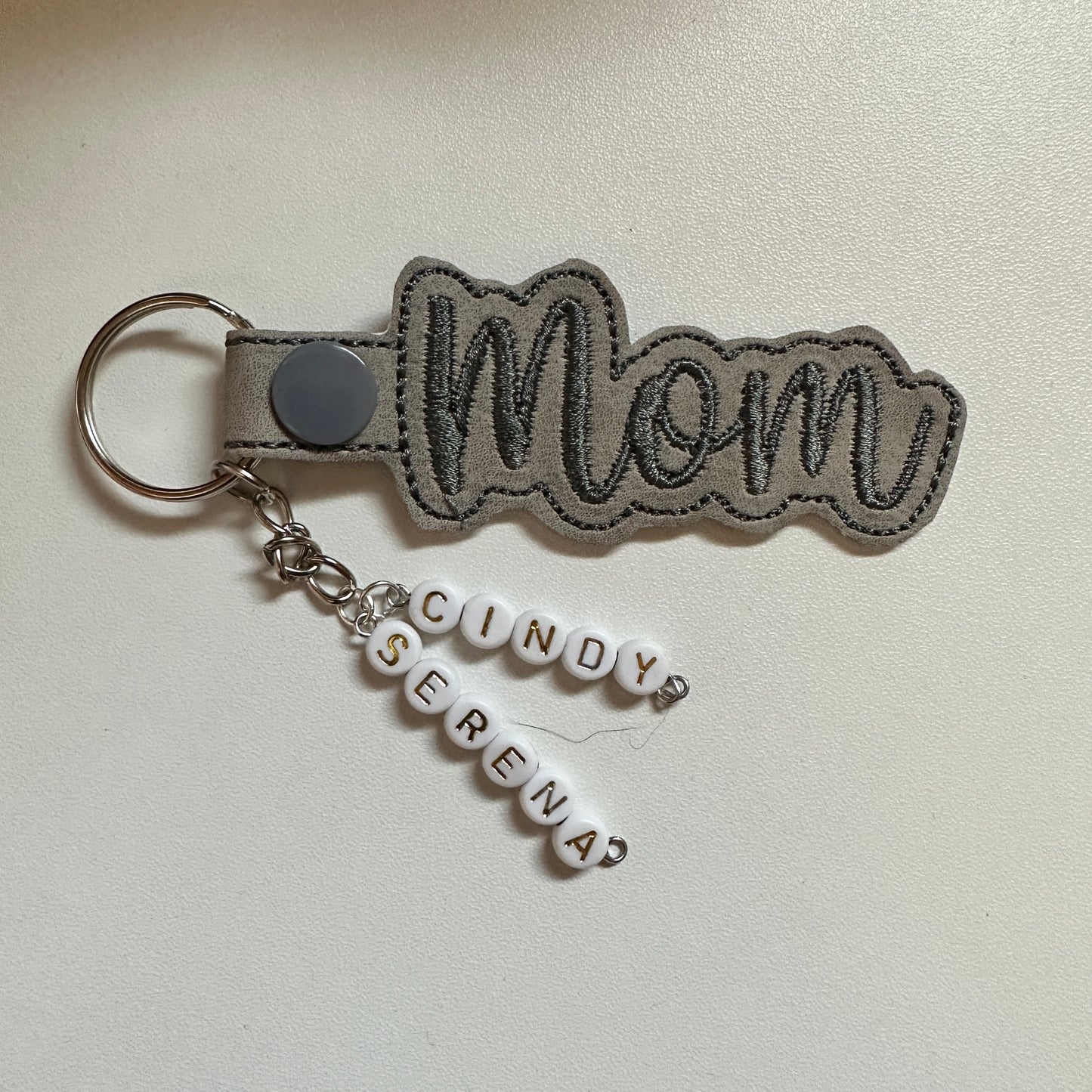 Mom embroidered keychain