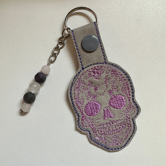 Sugar Skull Embroidered Keychain