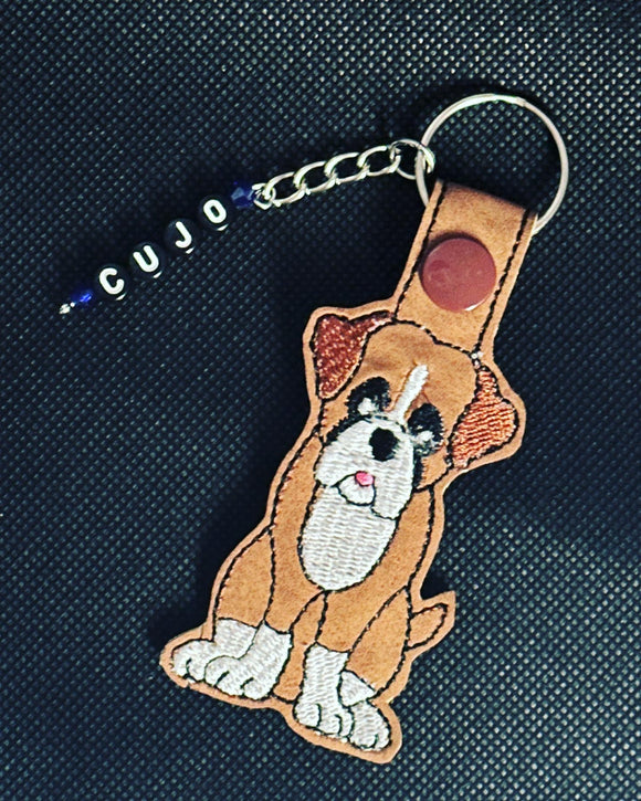 Dog breed embroidered keychain