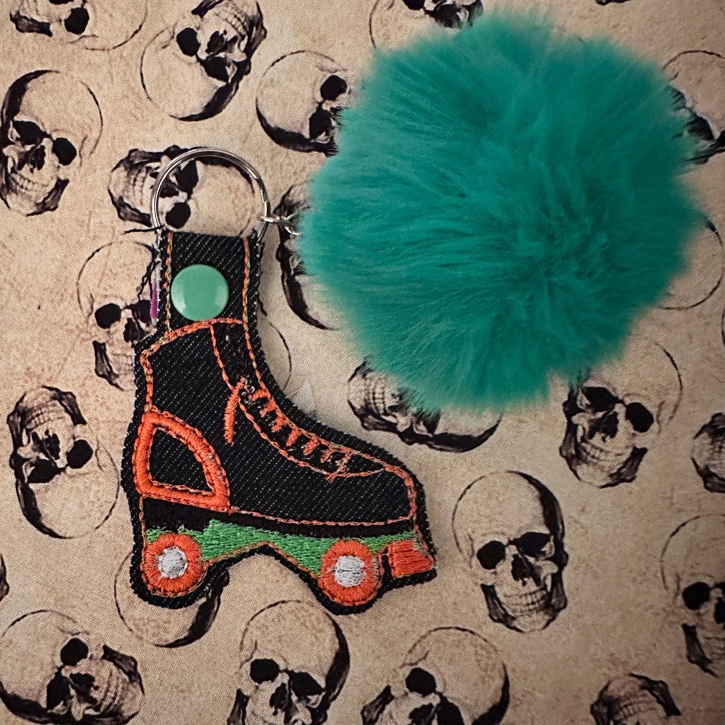 Roller Skate Embroidered Keychain