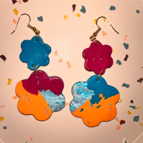 Double dangling flower earrings