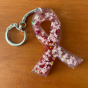 Pink Ribbon Resin Key Chain