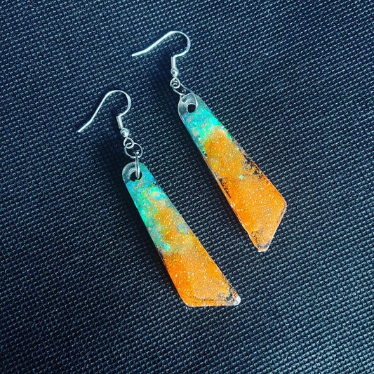 Orange & Turquoise Resin Earrings
